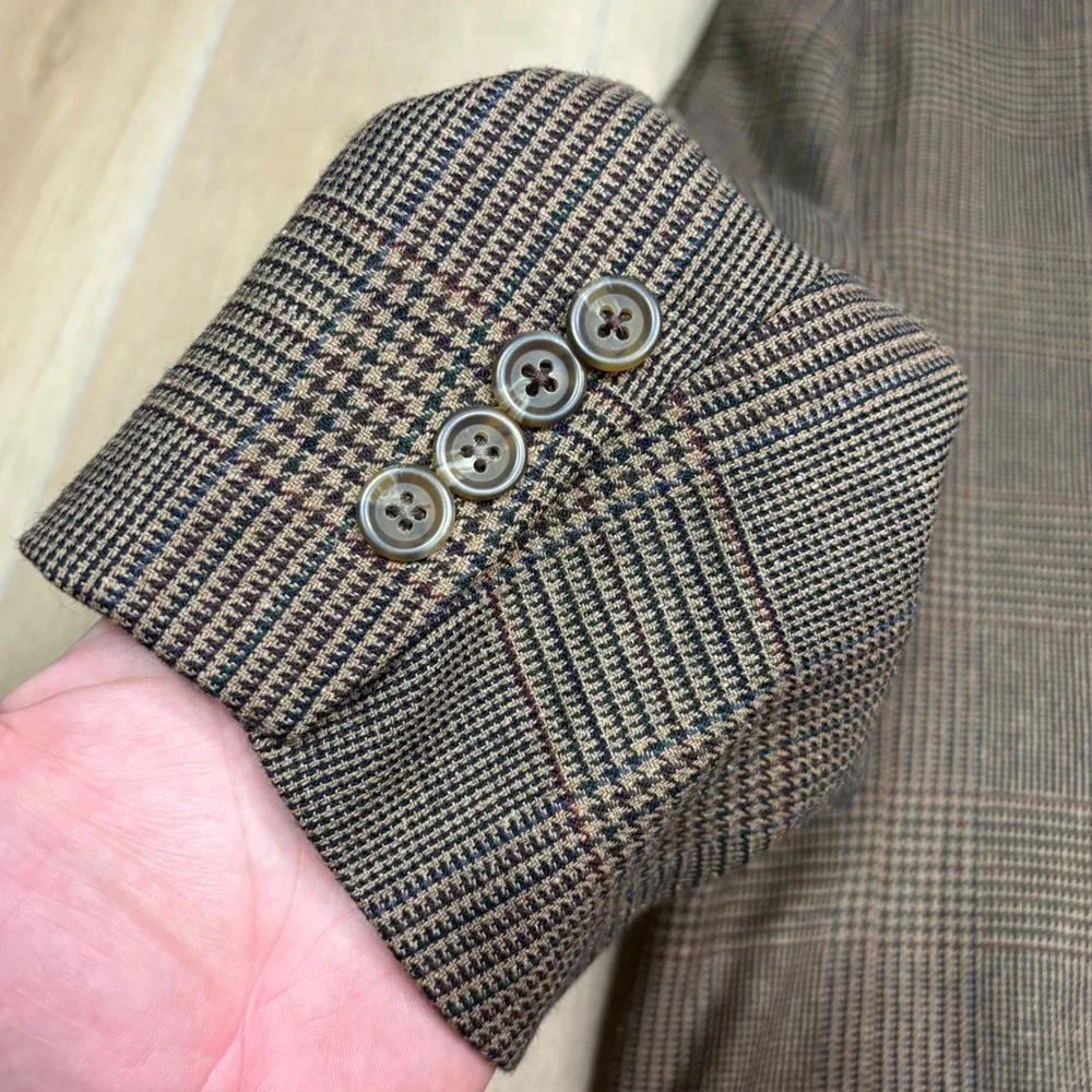 Chaps Ralph Lauren Mens 44R Blazer Silk Wool Brown Glen Plaid‎ Sport Coat Canada